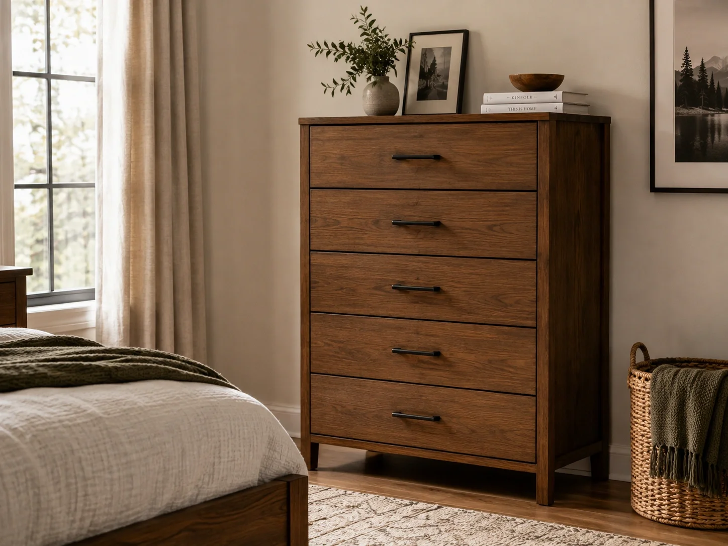 Popular 5 drawer dresser with ample storage
