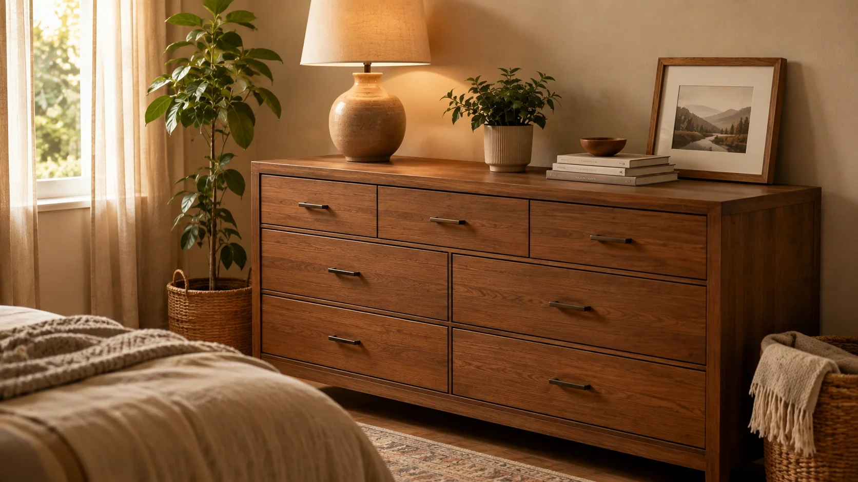 Overview of different dresser types in a stylish bedroom