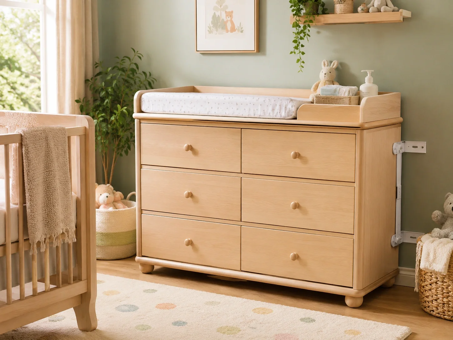Nursery dresser with changing table topper